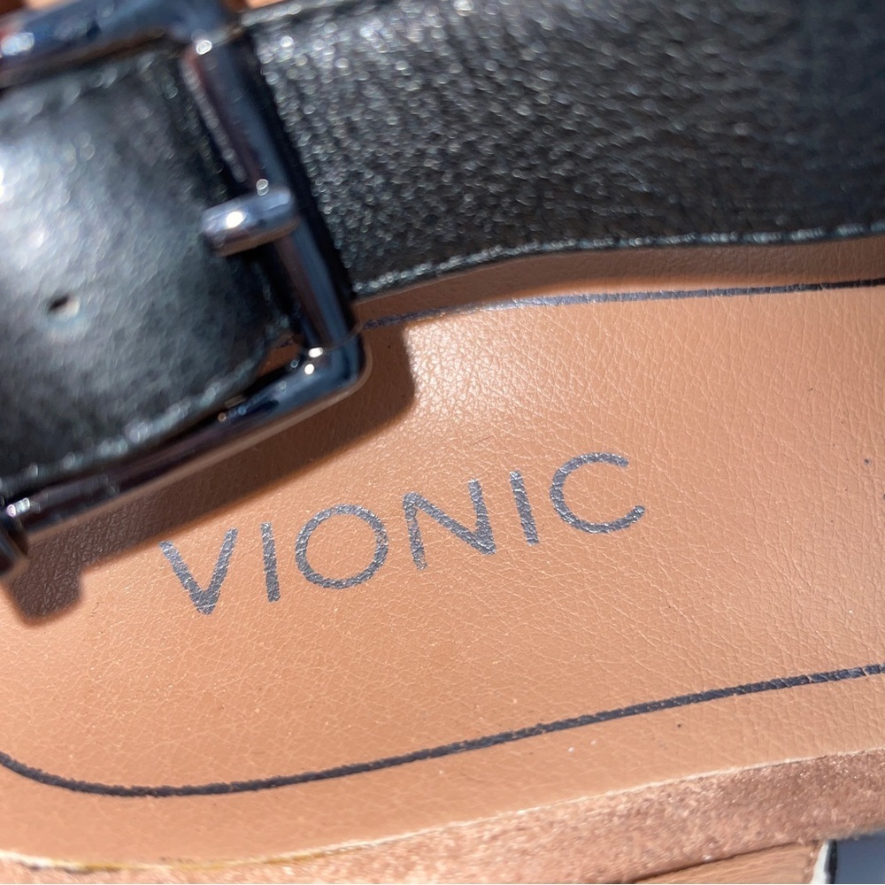Vionic Black Leather Clogs with Tan Wooden Sole - Picture 10 of 10
